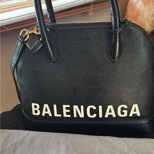 Balenciaga Ville Black Leather Top Handle Bag With Dustbag